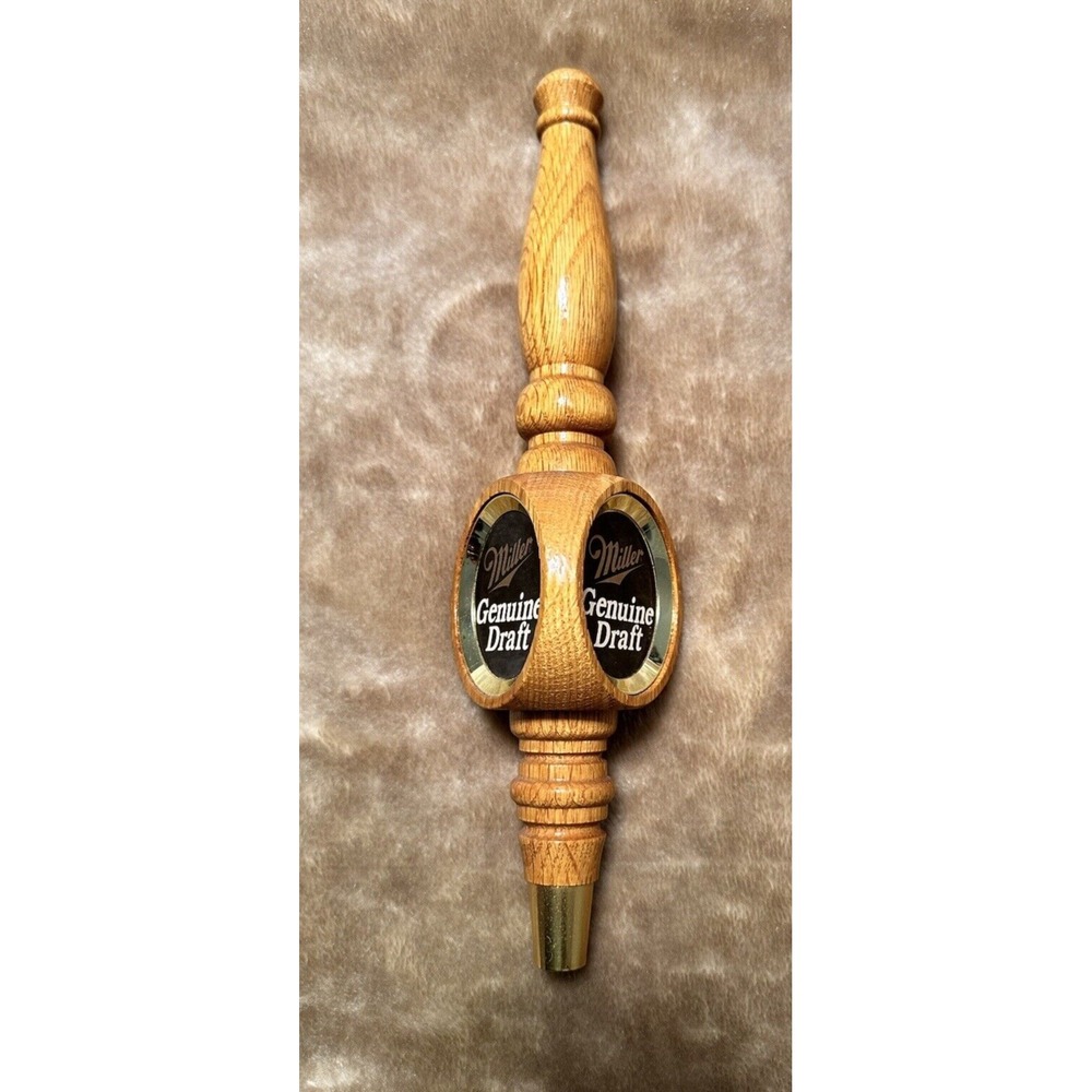 Vintage Miller Genuine Draft Beer Tap Handle 3 sided Wood Mancave 12 inch